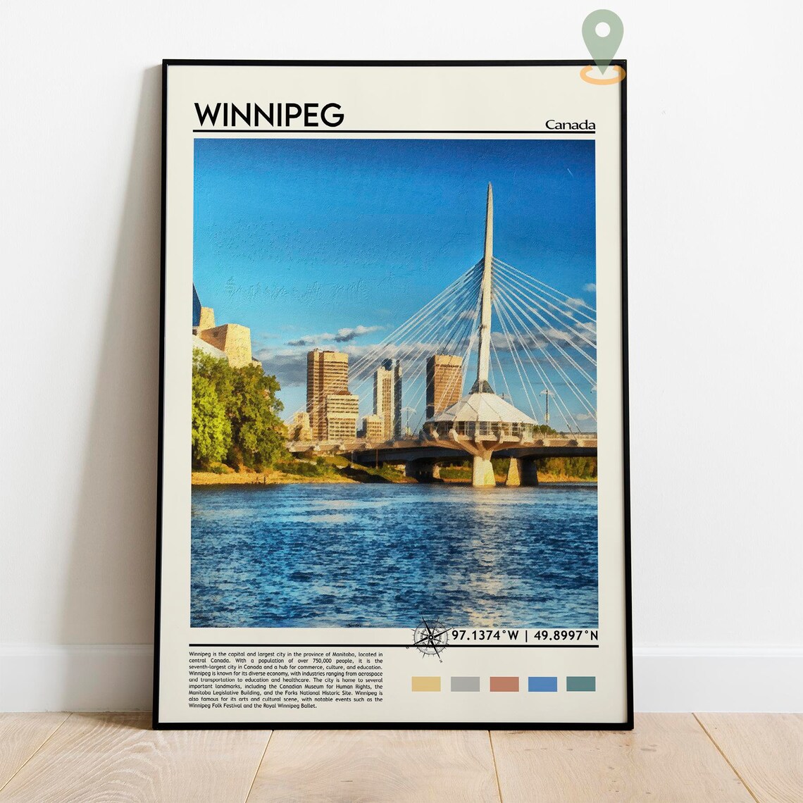 Winnipeg Canada Esplanade Riel Bridge Skyline Photo Travel Art Poster - Image 2
