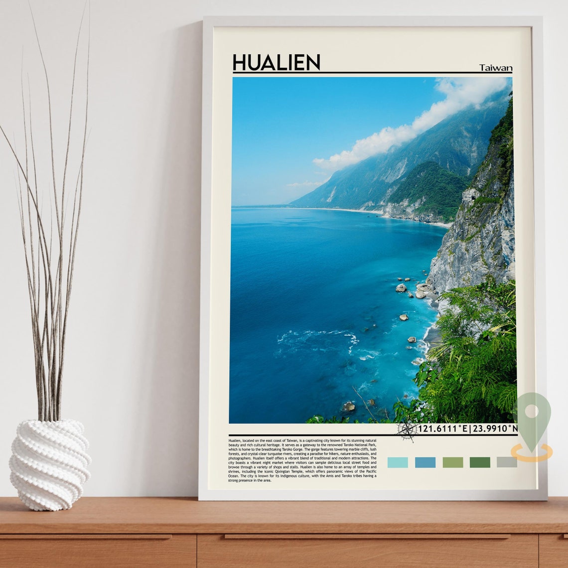 Hualien Taiwan Dramatic Coastal Cliffs Turquoise Ocean Travel Poster - Image 3