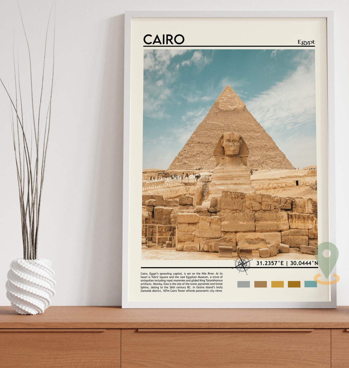 Cairo Egypt Great Sphinx Giza Pyramid Ancient Landmark Travel Poster - Image 3