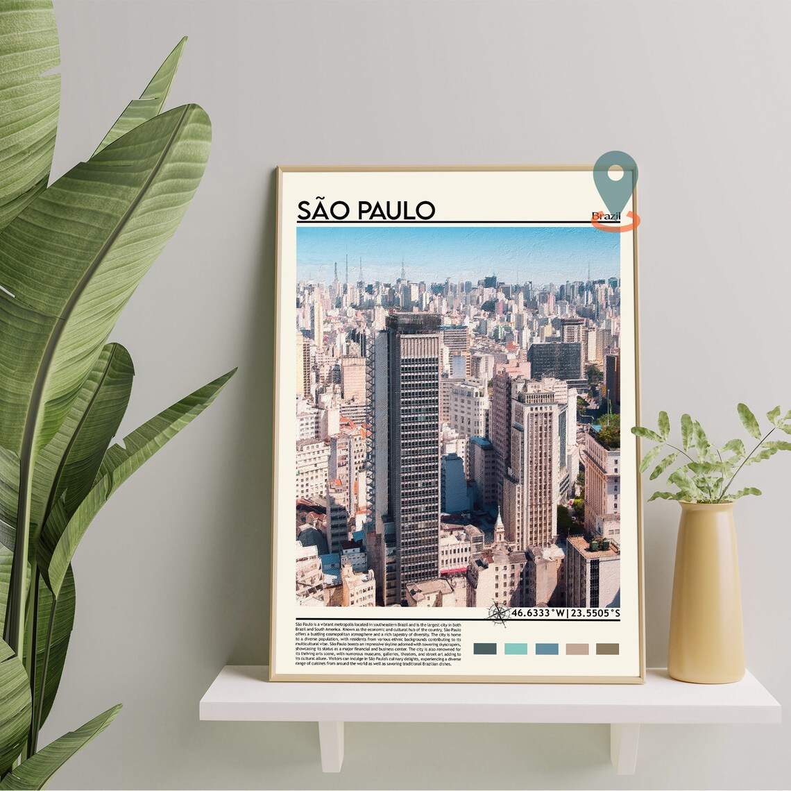 Sao Paulo Brazil Megacity Skyline Aerial Urban Panorama Poster - Image 5