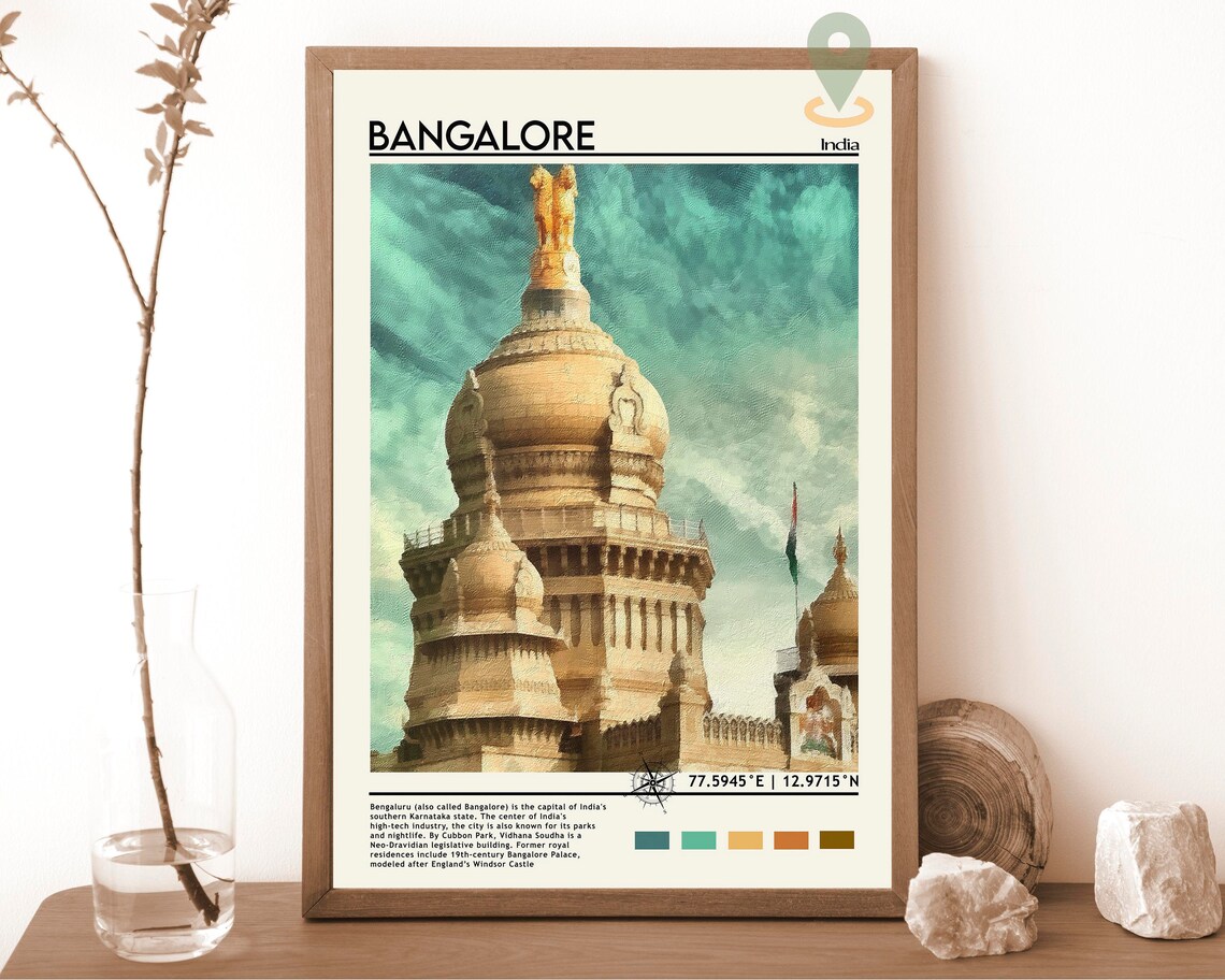 Bangalore India Vidhana Soudha Domed Palace Heritage Travel Poster