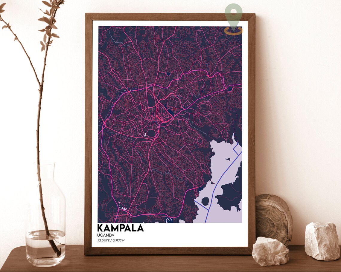 Kampala Uganda City Street Map Minimalist Navy Gold Urban Art Poster - Image 2