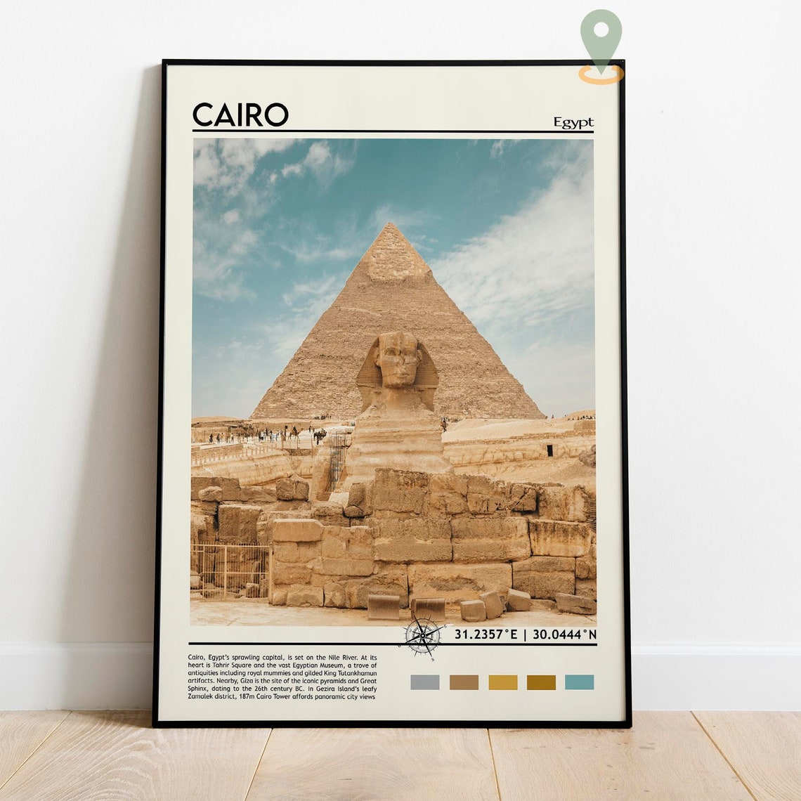 Cairo Egypt Great Sphinx Giza Pyramid Ancient Landmark Travel Poster - Image 2