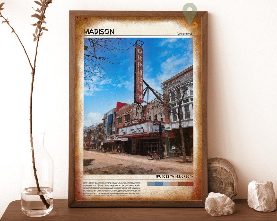 Madison Wisconsin Orpheum Theatre Downtown Street Landmark Poster - Image 6