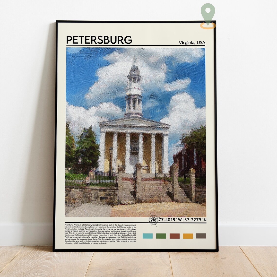 Petersburg Virginia Historic Courthouse Columns Landmark Poster - Image 5