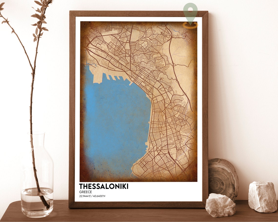 Thessaloniki Map Thessaloniki Map Print Thessaloniki City Map Thessaloniki Wall Art Thessaloniki Travel Poster Thessaloniki Poster