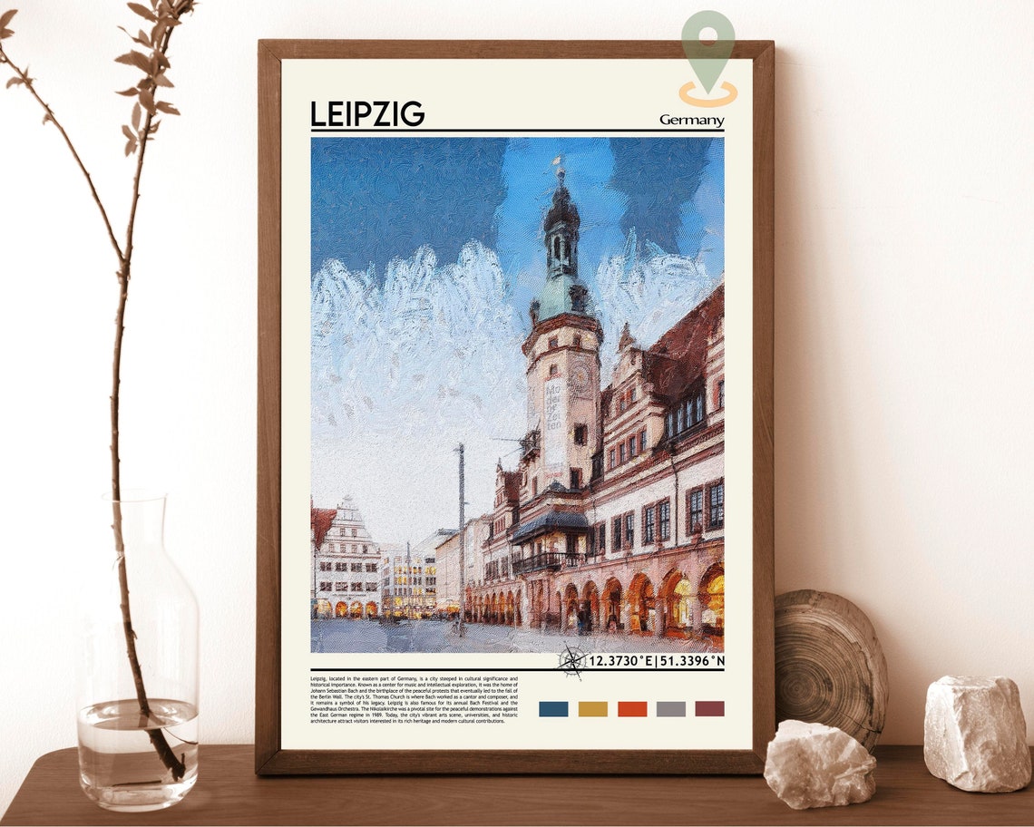 Leipzig Germany Historic Old Town Hall Market Square Painterly Poster