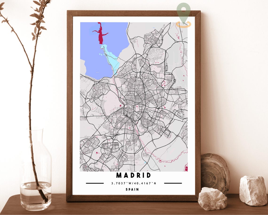 Madrid Spain Emerald Minimalist Street Map Coordinates Poster - Image 3