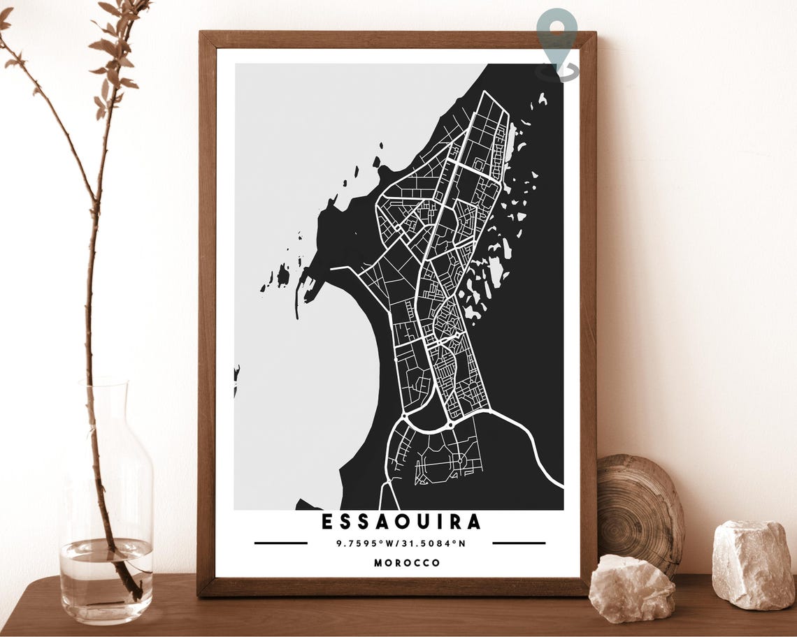 Essaouira Morocco Terracotta Minimal Coastal City Map Poster - Image 6