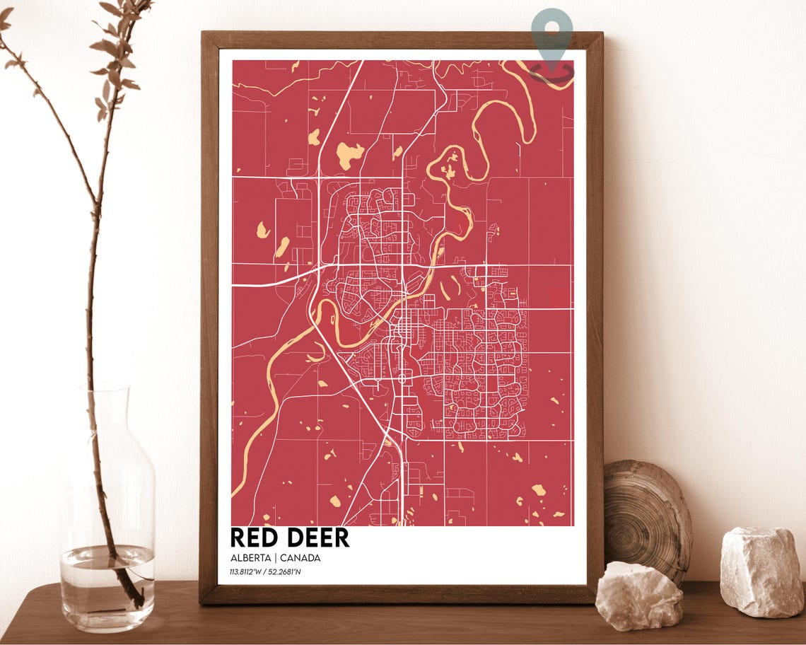 Red Deer Map Red Deer Map Print Red Deer Personalized Map Red Deer City Red Deer Travel Poster Red Deer Poster Red Deer Alberta Map - Image 4