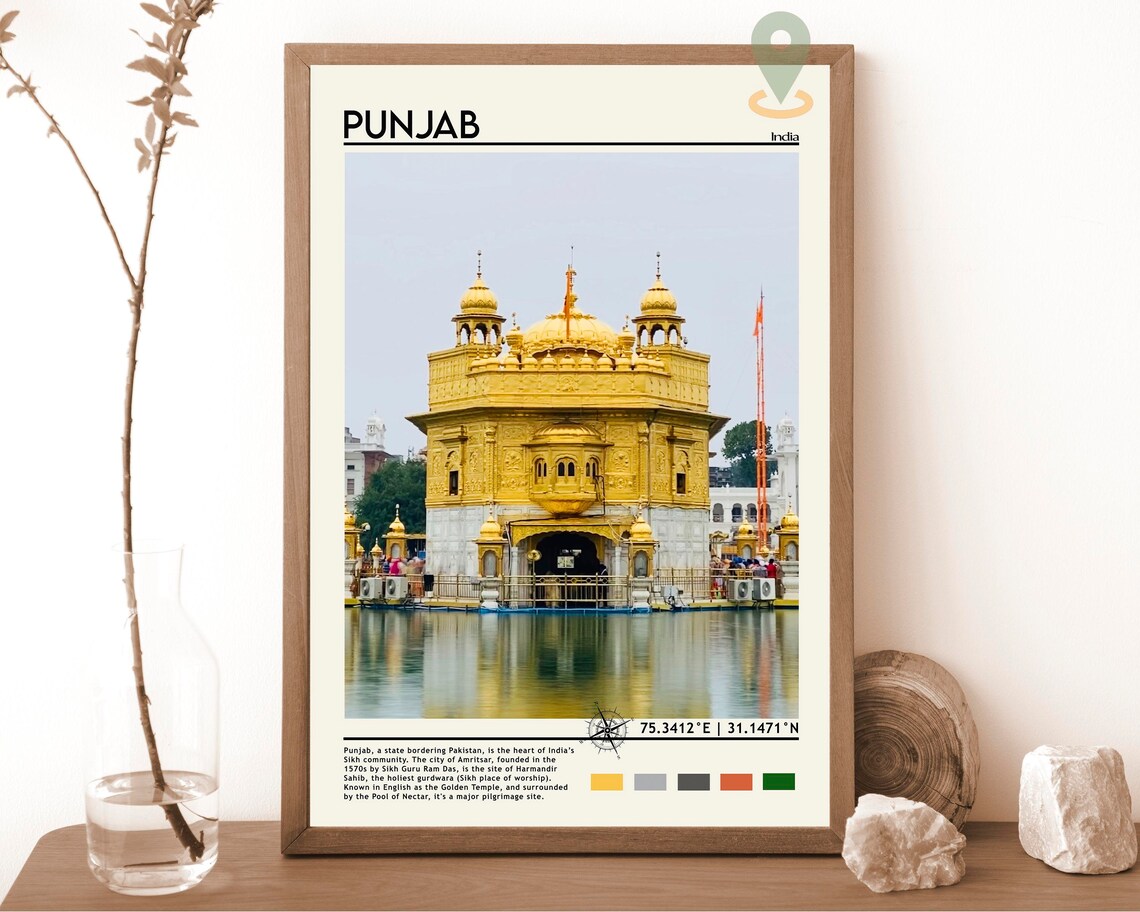 Punjab India Golden Temple Amritsar Reflecting Pool View Poster