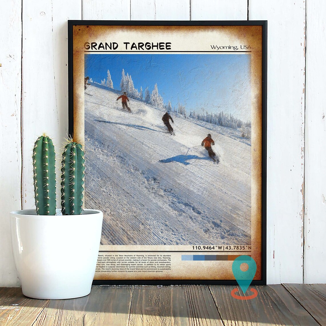 Grand Targhee Wyoming USA Powder Skiing Mountain Resort Poster - Image 2