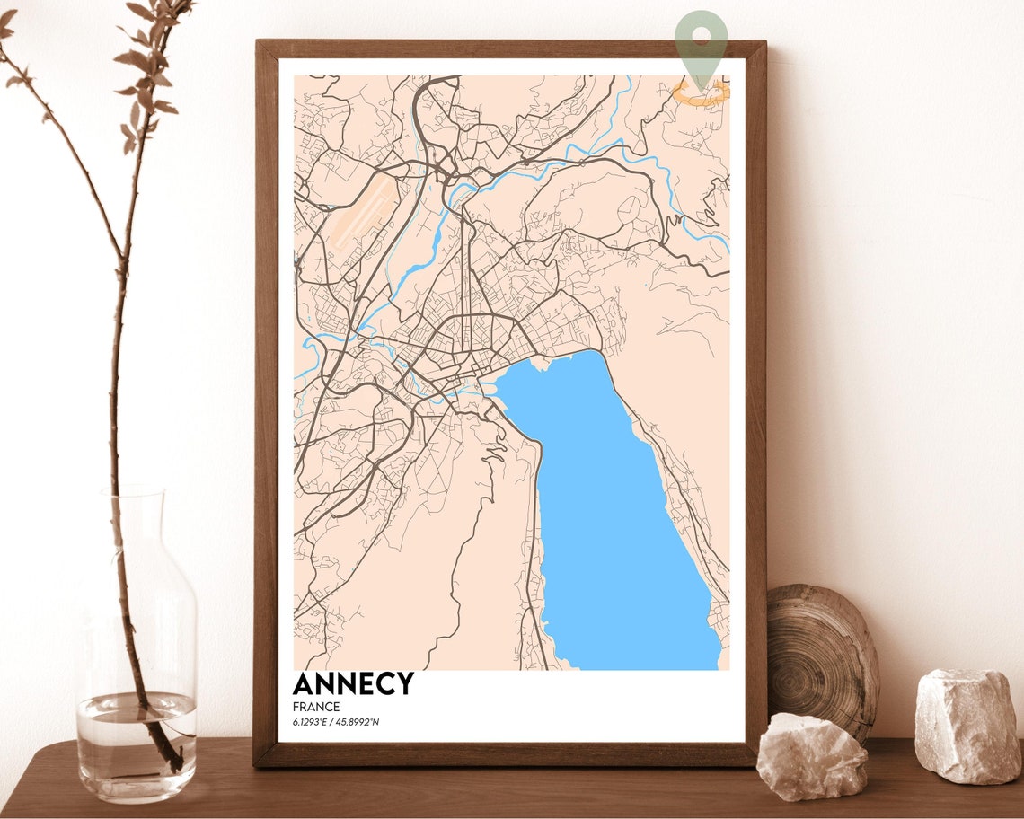 Annecy Map Annecy Map Print Annecy Personalized Map Art Annecy Wall Art Annecy Travel Poster Travel Gift Annecy Poster Annecy Art - Image 5