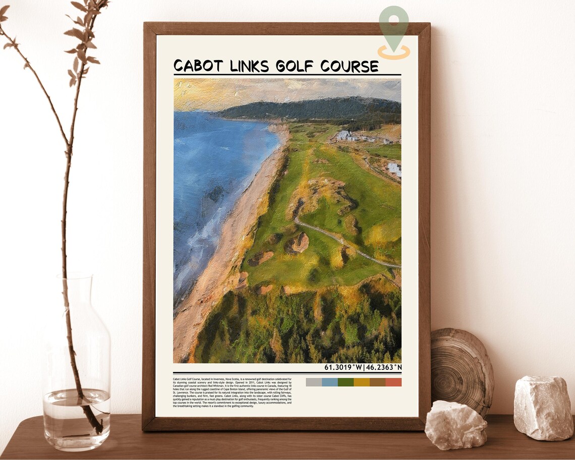 Cabot Links Golf Course Aerial Coastal Ocean Sports Poster Art