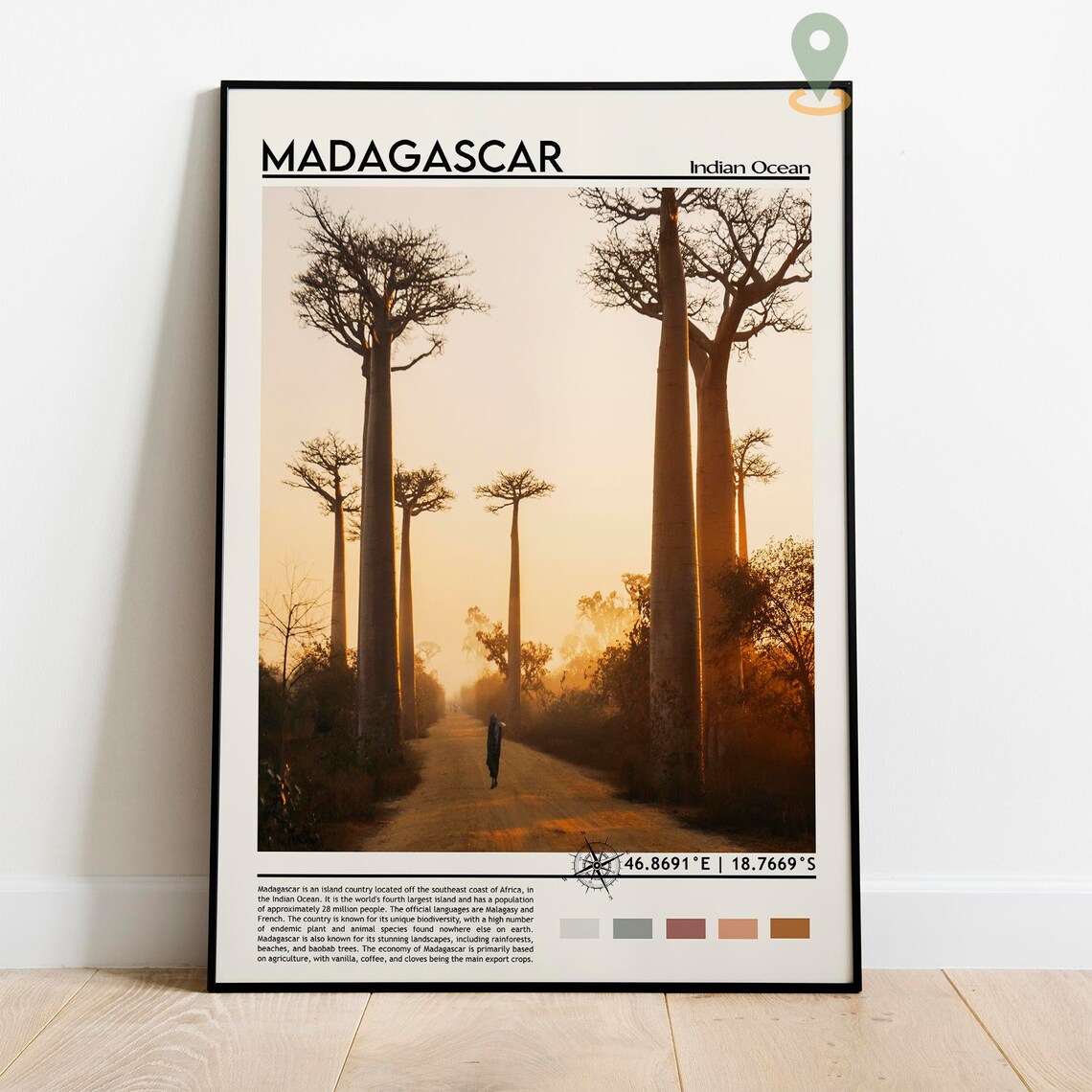 Madagascar Baobab Avenue Sunset Silhouette Trees Landscape Poster - Image 2