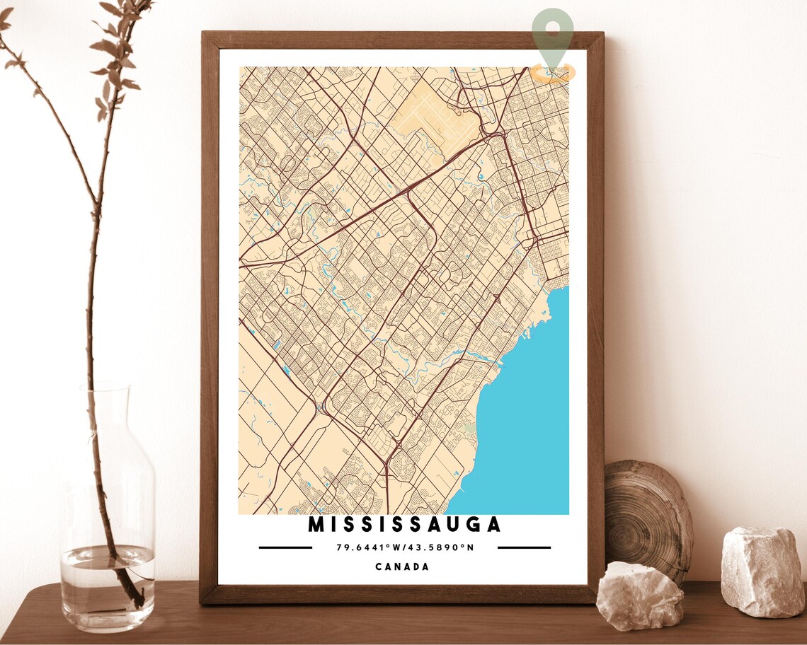 Mississauga Canada Cream Brown Street City Map Minimalist Poster - Image 3