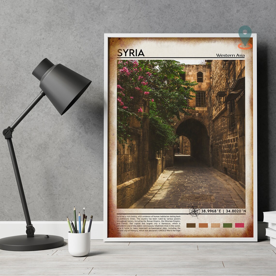 Syria Western Asia Historic Stone Alley Heritage Travel Poster - Image 4
