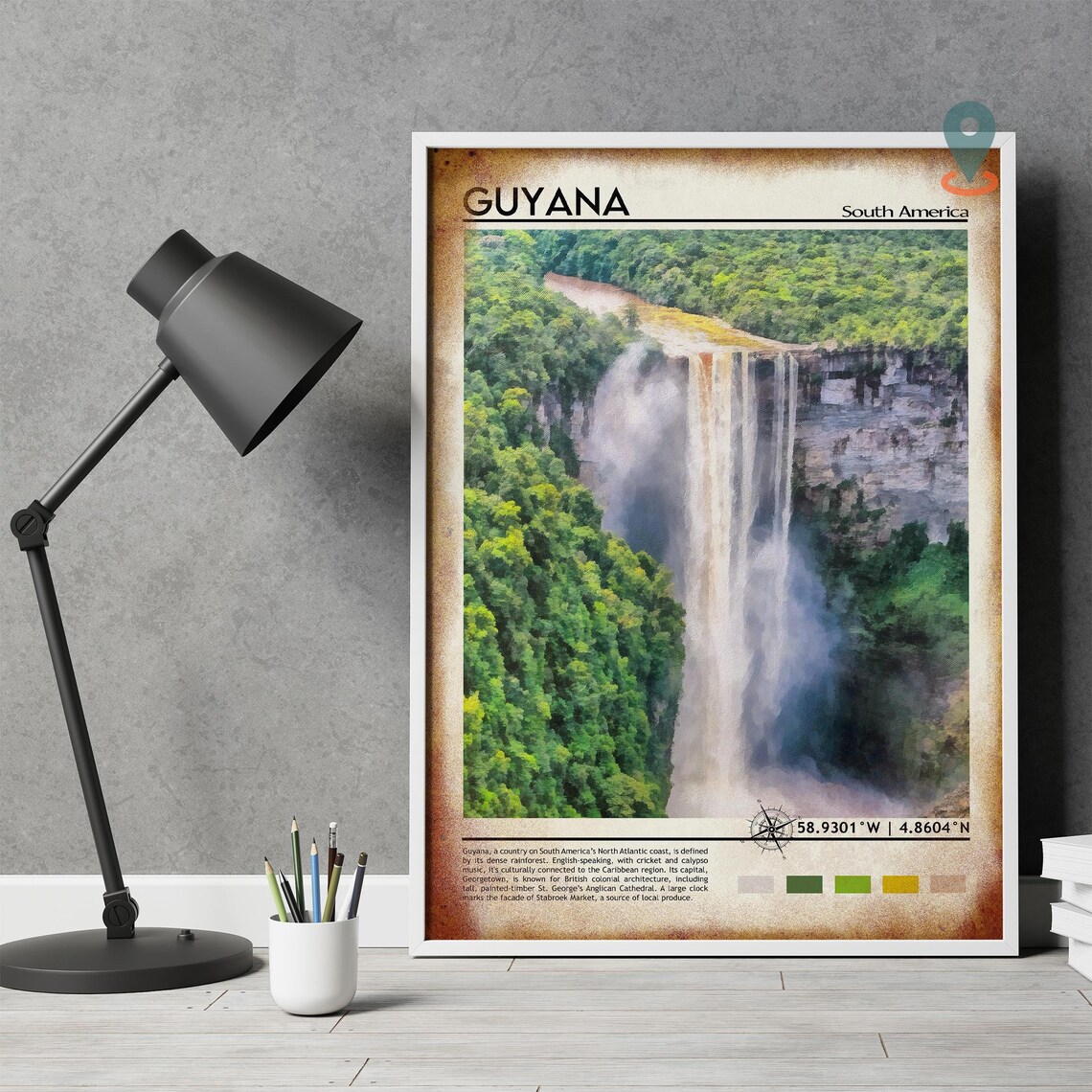 Guyana South America Rainforest Waterfall Jungle Falls Poster - Image 4