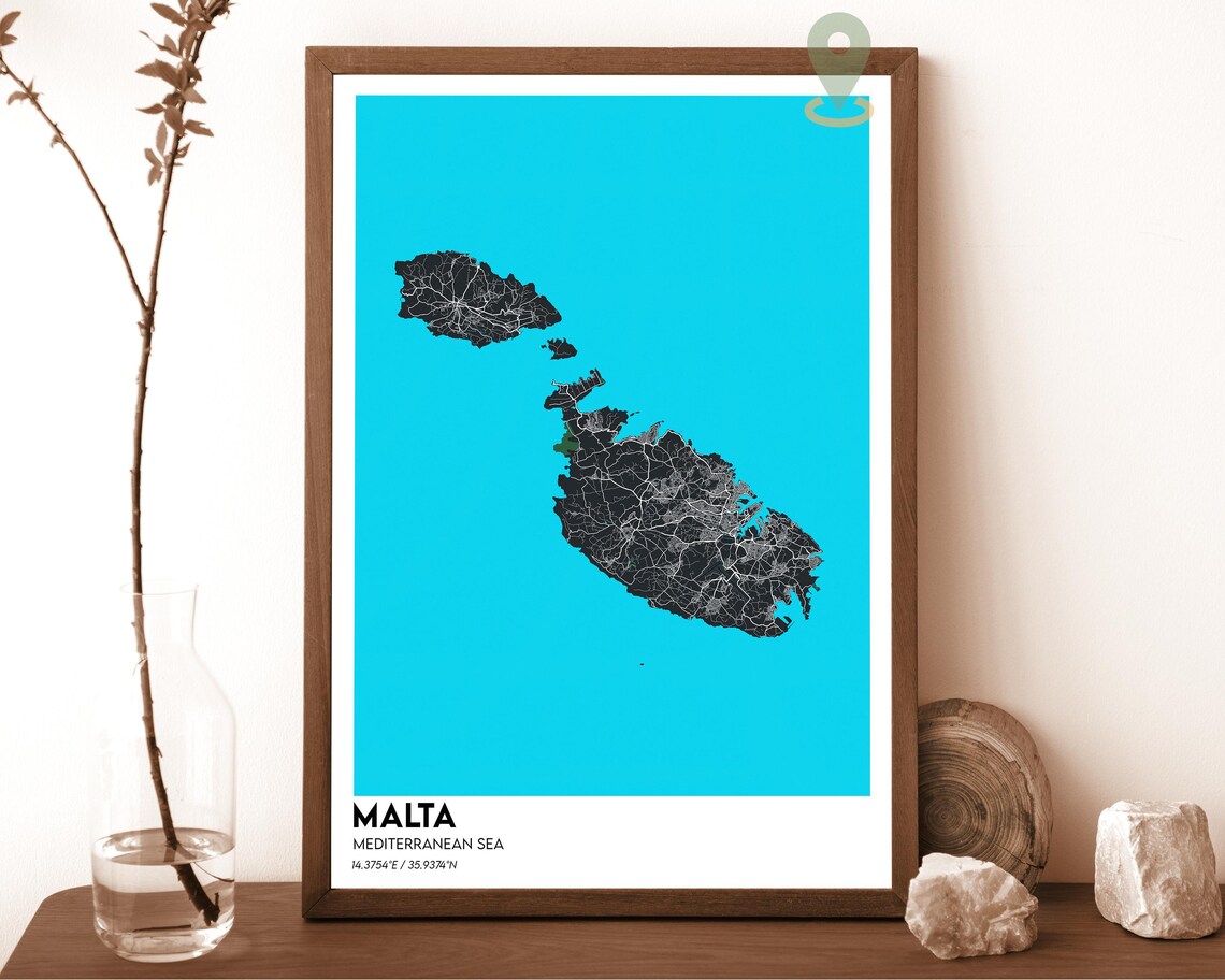 Malta Mediterranean Sea Island City Street Map Minimalist Poster