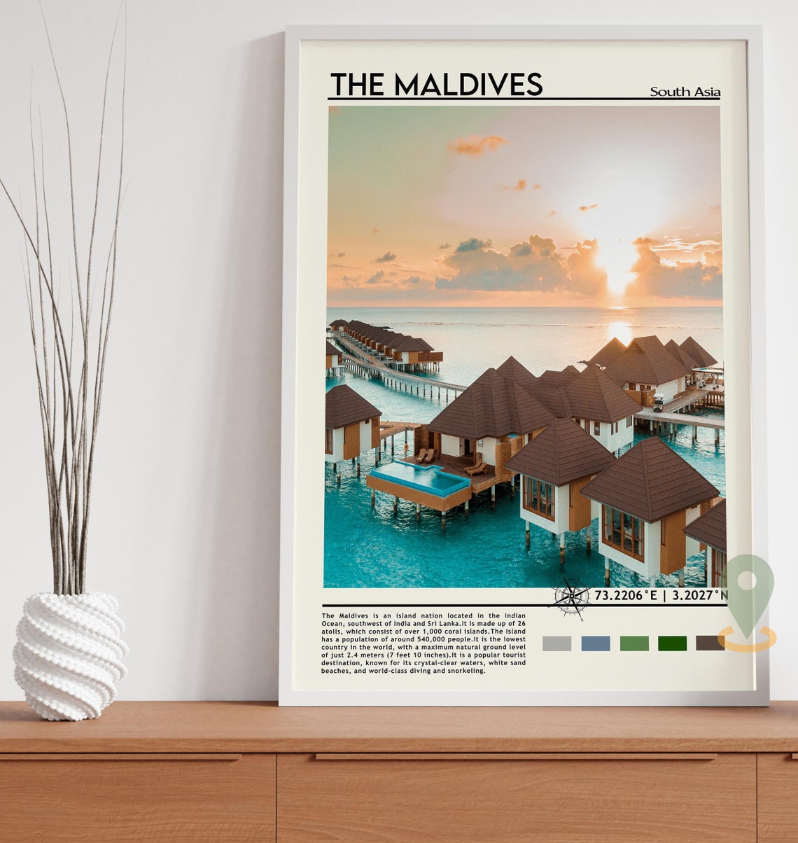 The Maldives Print The Maldives Art The Maldives Poster The Maldives Photo The Maldives Painting Mal Poster Vintage Poster - Image 3
