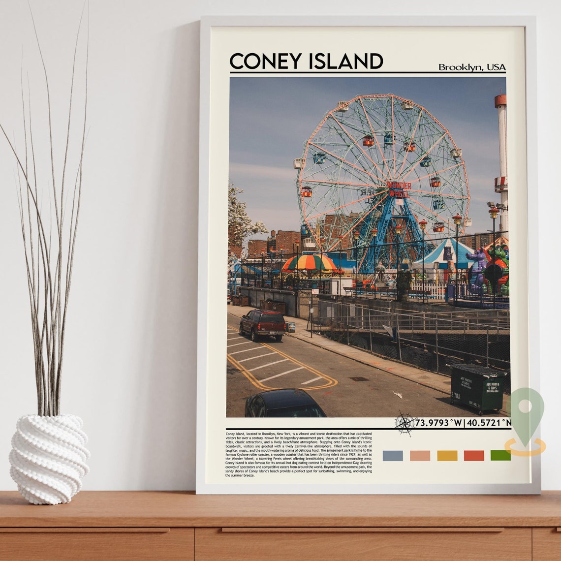 Coney Island Print Coney Island Poster Coney Island Wall Art Coney Island Travel Coney Island Art Print Coney Island Artwork New York - Image 3