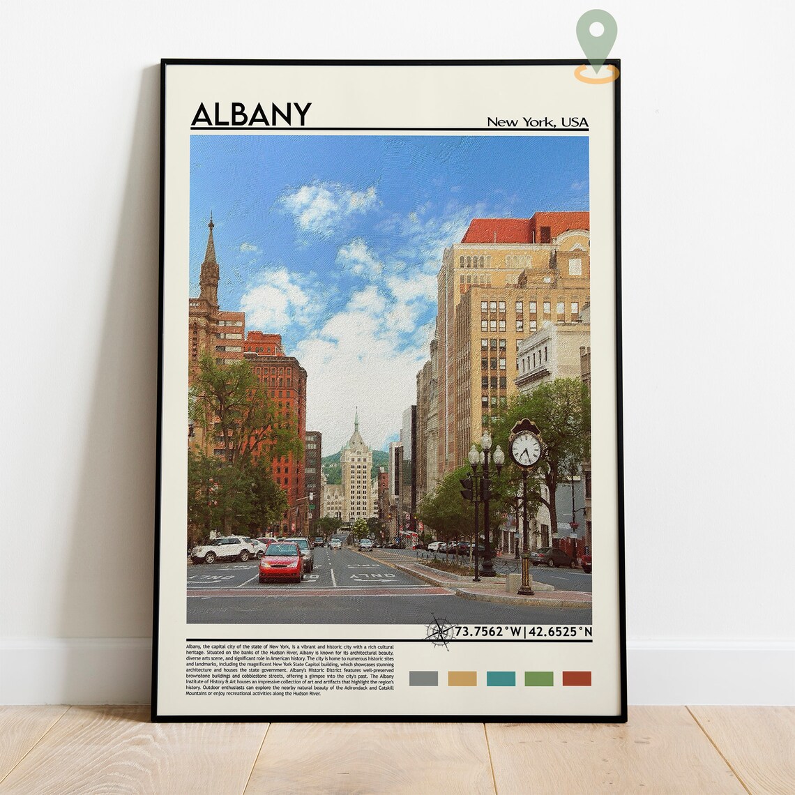 Albany New York Downtown Street Historic Buildings Clock Tower Poster - Image 5