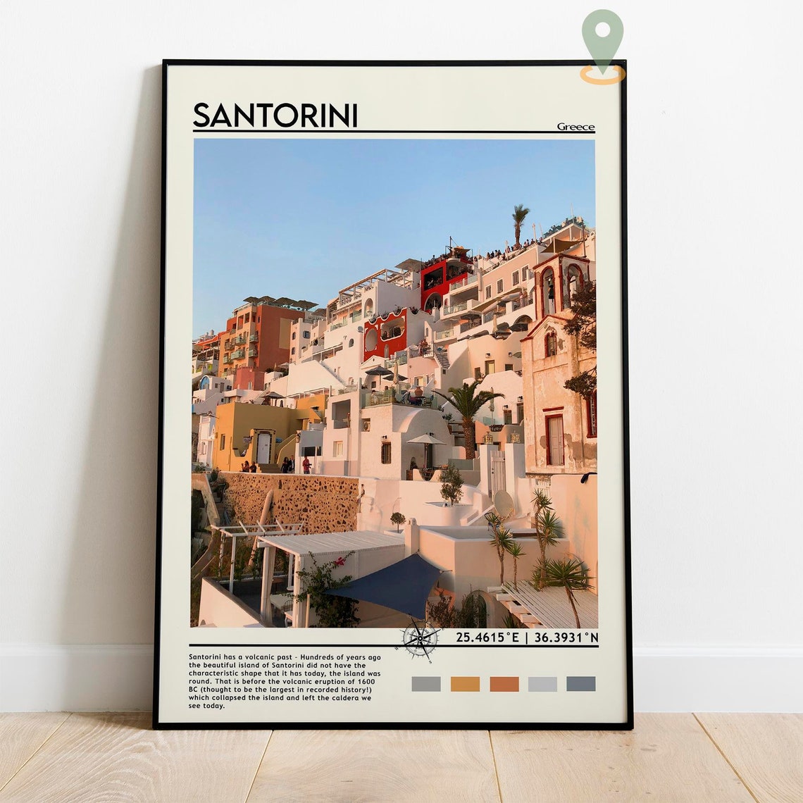 Santorini Greece Cliffside Whitewashed Village Sunset Travel Poster - Image 5