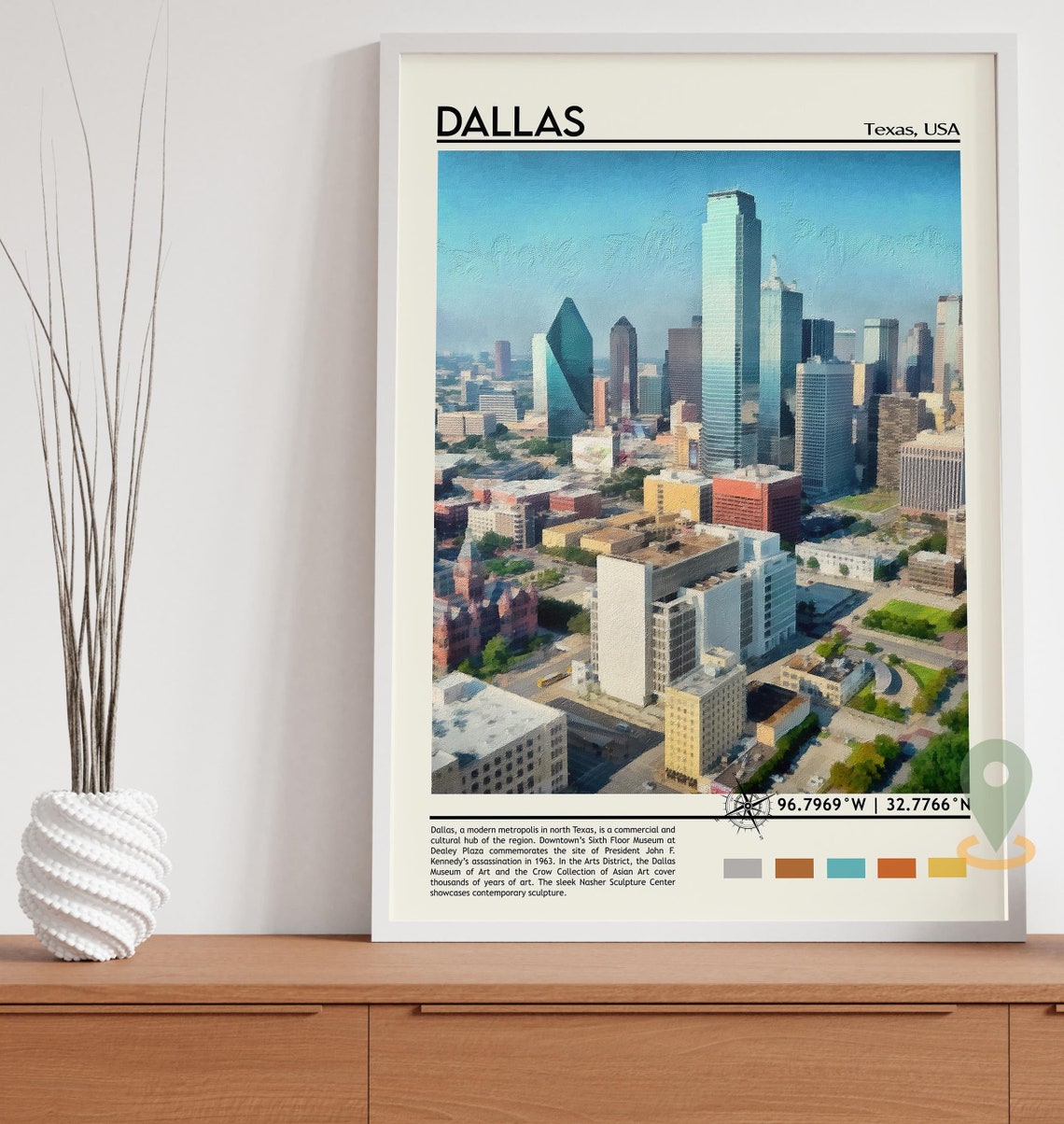 Dallas Texas Downtown Skyline Travel Photo Poster Home Decor Art - Image 3