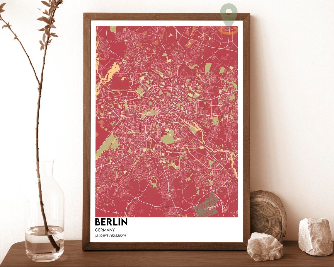 Berlin Germany City Street Map Modern Dark Art Print for European City Fans - Image 4