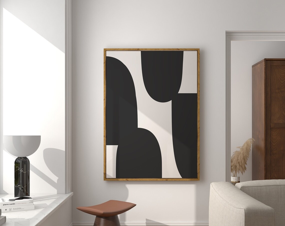 Minimalist Black Cream Arched Shapes Abstract Neutral Wall Art