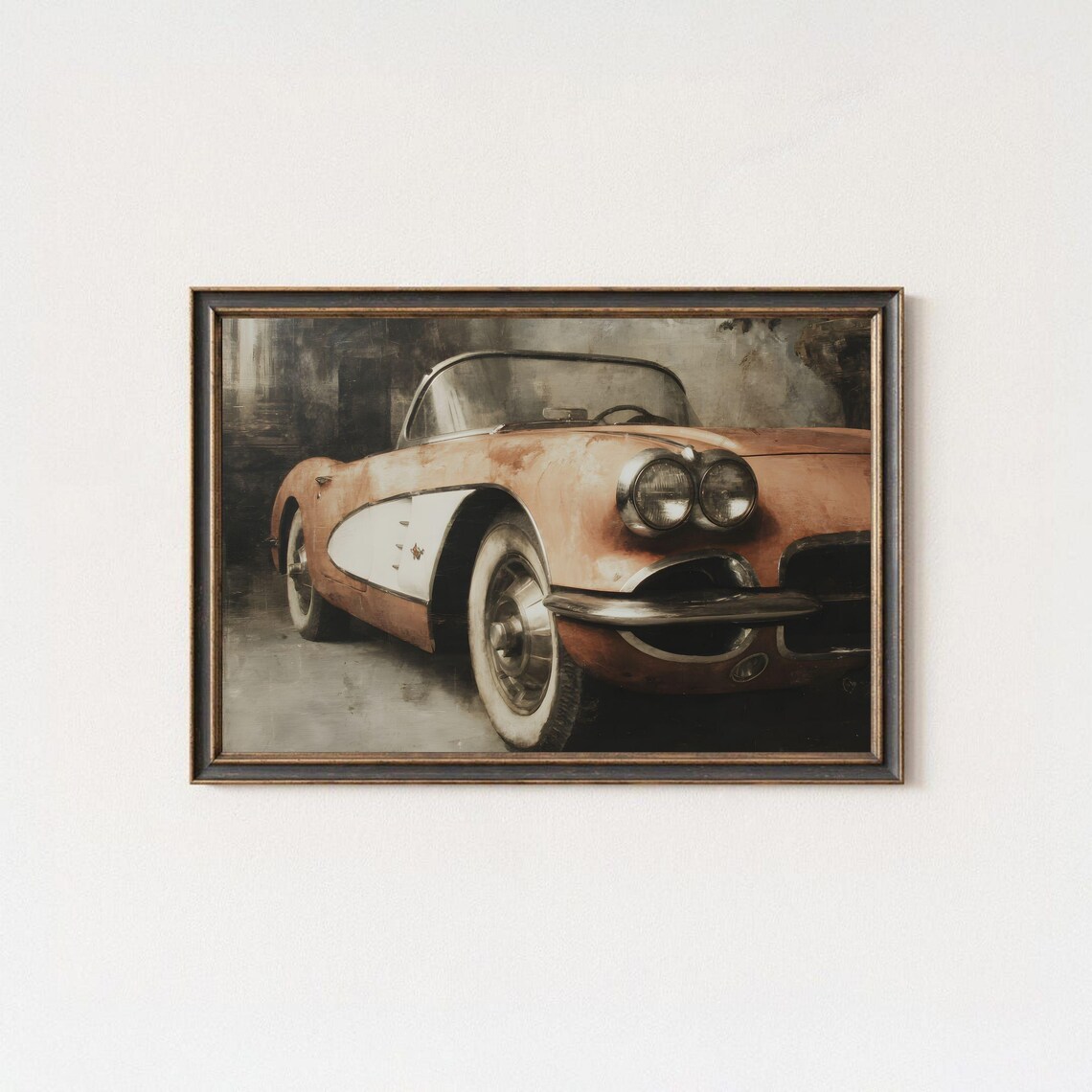 Classic Red Chevrolet Corvette Convertible Vintage Car Art Poster