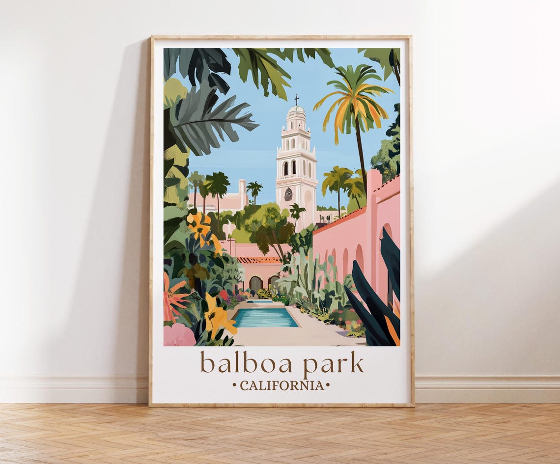 San Diego Poster Balboa Park Print Balboa Park Picture Southern California Travel Personalized Travel Art San Diego Art Print