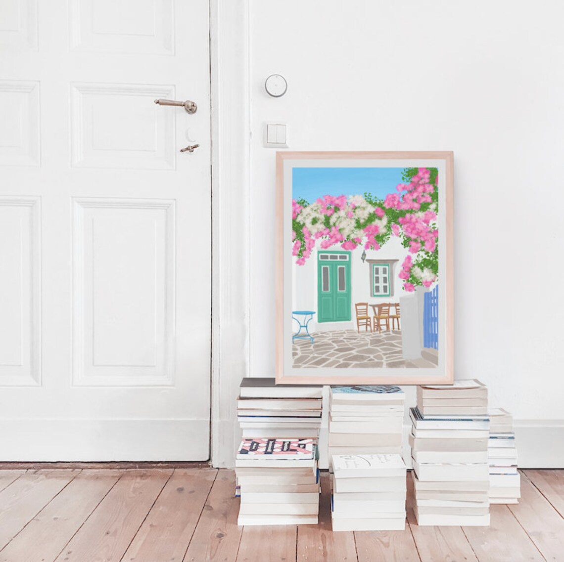 Santorini and Mykonos Greece Travel Poster Art Print - Image 3
