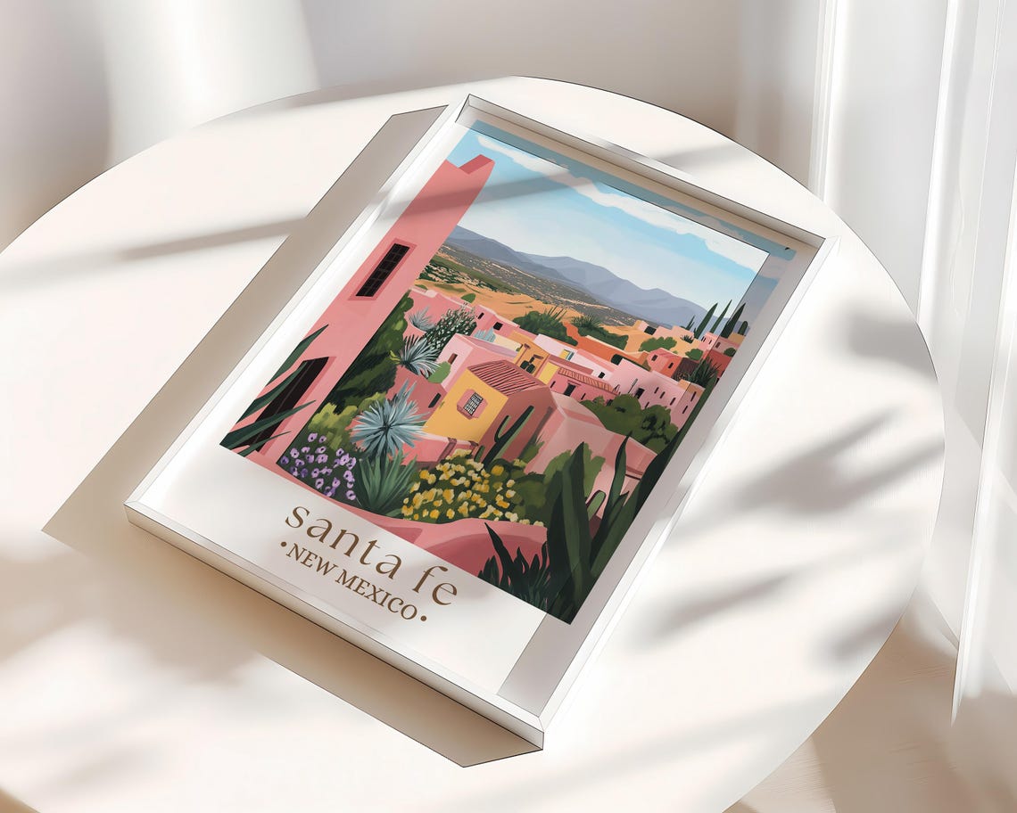 Santa Fe New Mexico Travel Wall Art Poster Print New Mexico Travel Poster Land Of Enchantment State Print Desert Landscape Art - Image 3