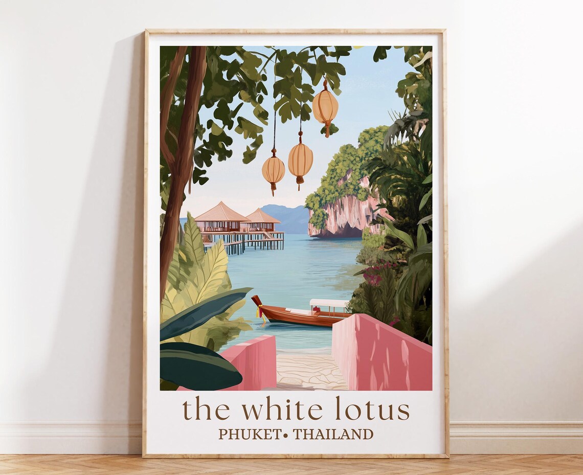 The White Lotus Phuket Thailand Tropical Island Longtail Boat Poster