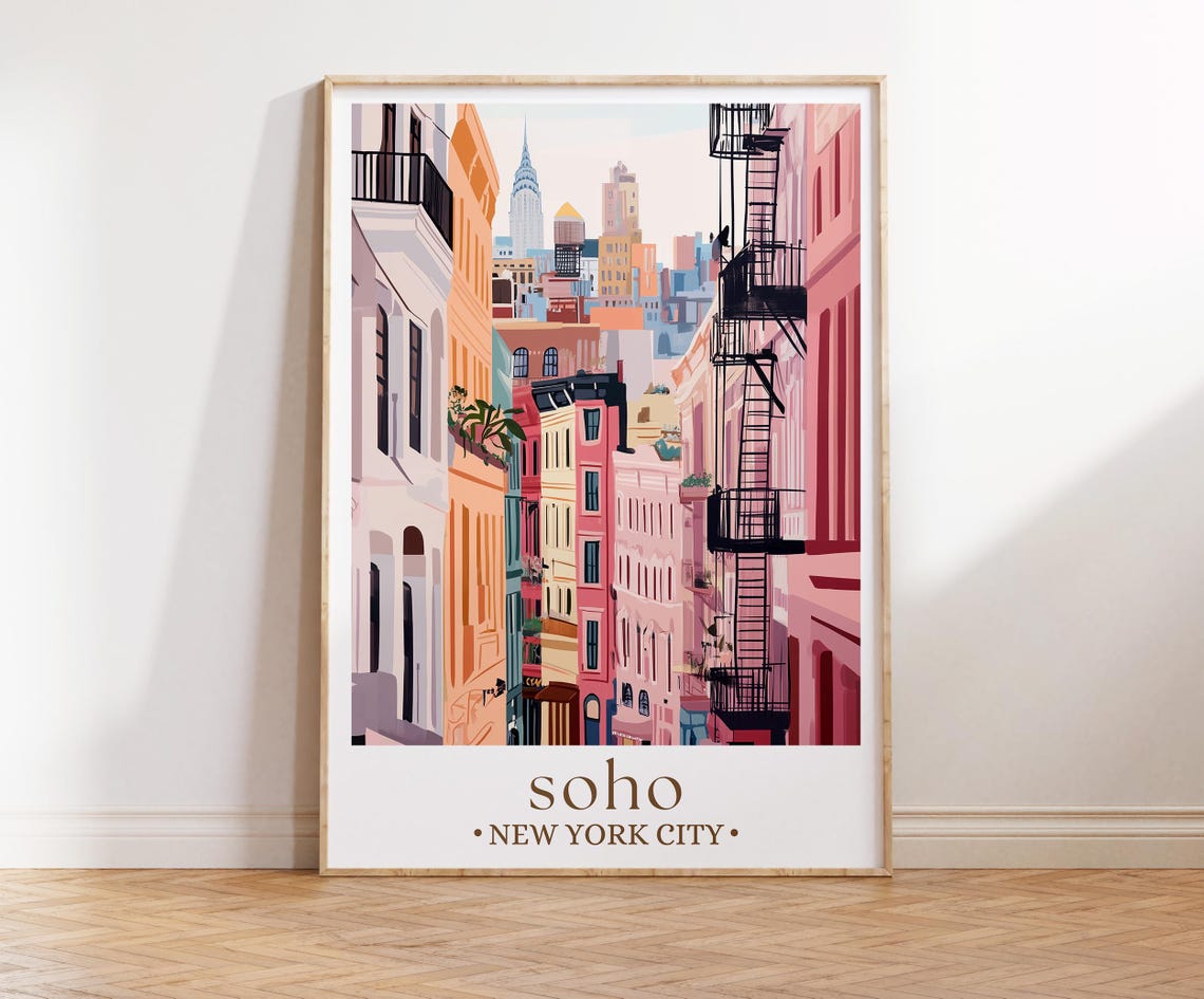 Soho Nyc Travel Poster Print United States Wall Art New York Usa Print City Poster Personalised Gifts Birthday Present