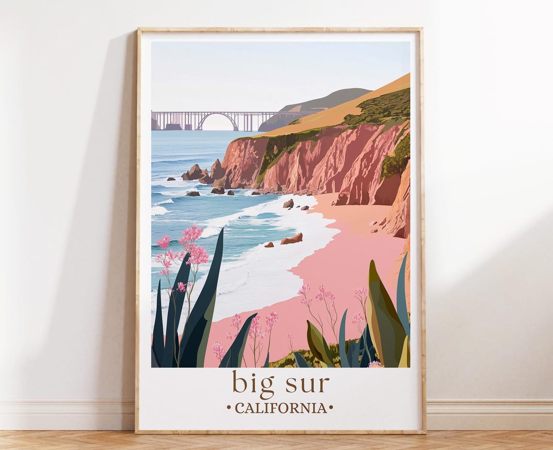Big Sur Print Art Print Travel Print Travel Poster Wall Art California Road Trip California Travel Print Pacific Coast Poster