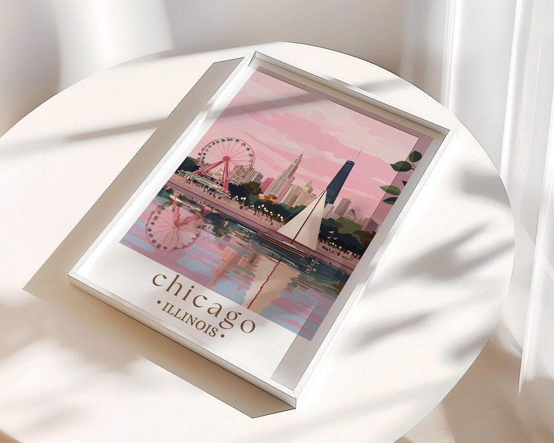 Chicago Skyline Travel Poster, Modern Cityscape Print - Image 3