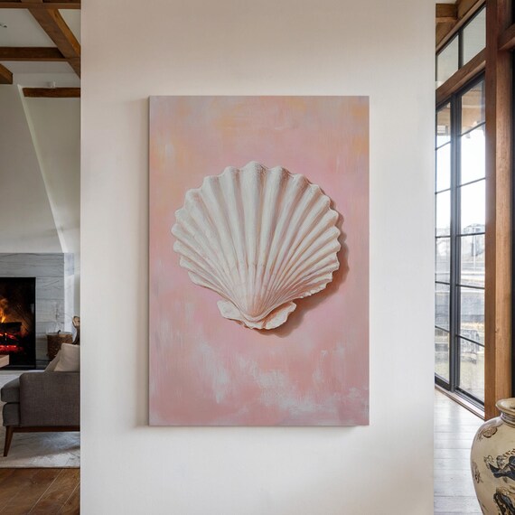 Coastal Elegance White Seashell On Soft Pink For Beach Inspired Decor And Nautical Style Home Accents