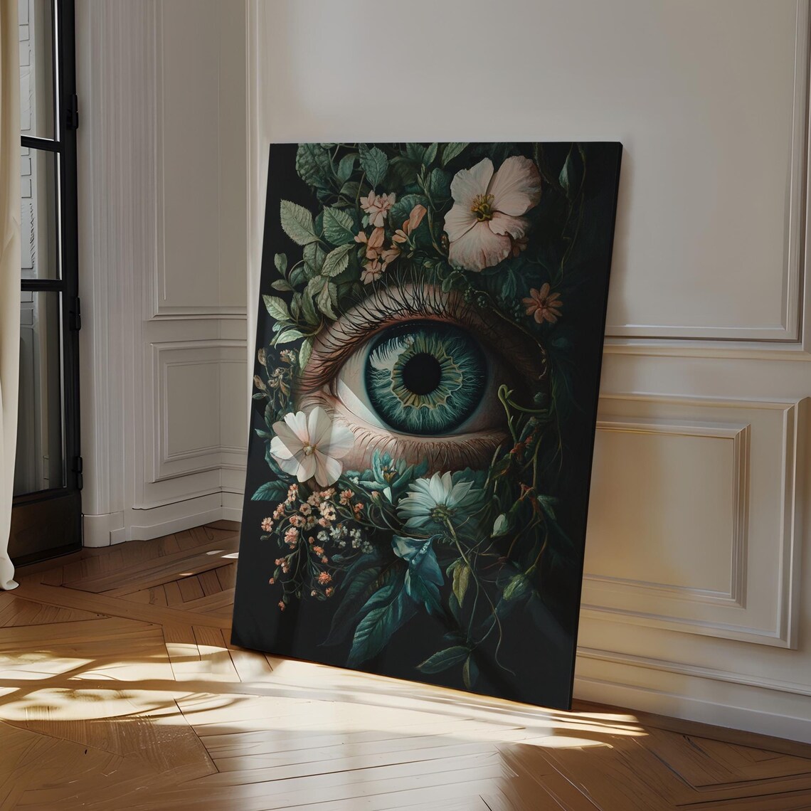 Surreal Botanical Eye Floral Vision Dark Green Nature Gothic Wall Art