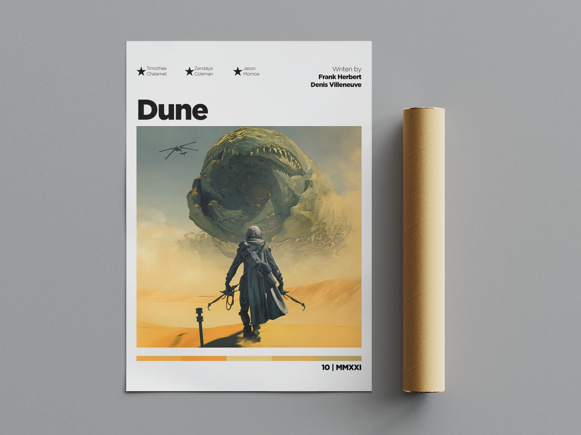 Dune Sandworm Rising Desert Epic Scene Cinematic Movie Poster