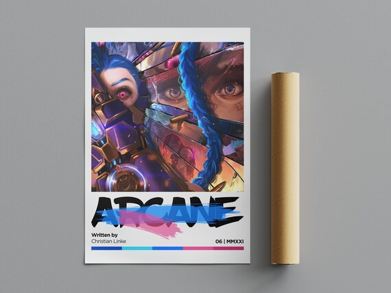 Arcane Jinx Shattered Mirror Portrait Blue Braids Anime Poster
