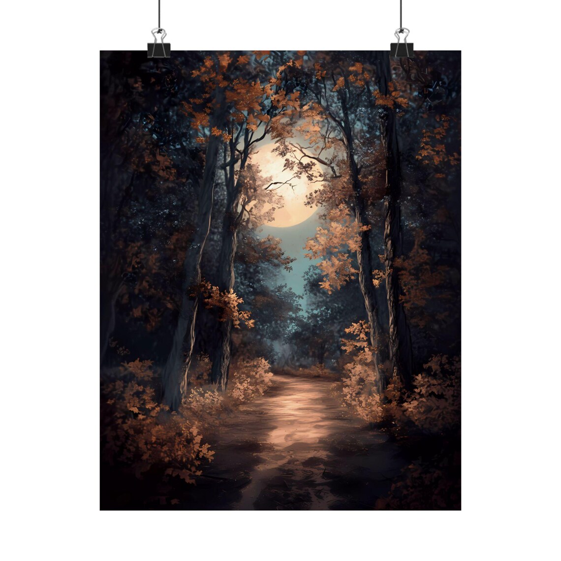 Autumn Forest Landscape, Rustic Vintage Art Print