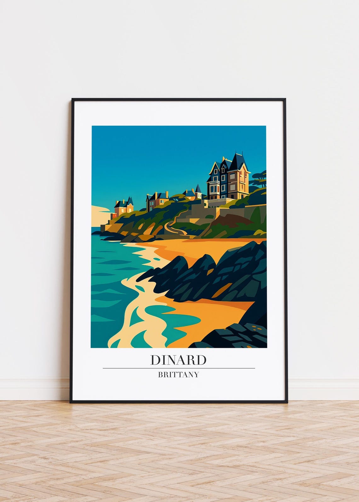 Dinard Brittany Rocky Cliffs Belle Epoque Villas Travel Poster