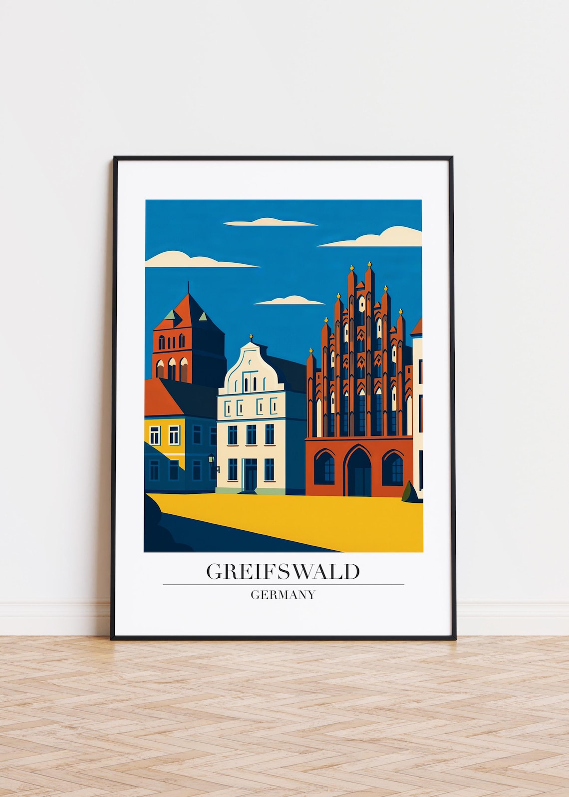 Greifswald Germany Poster, City Illustration Art Print