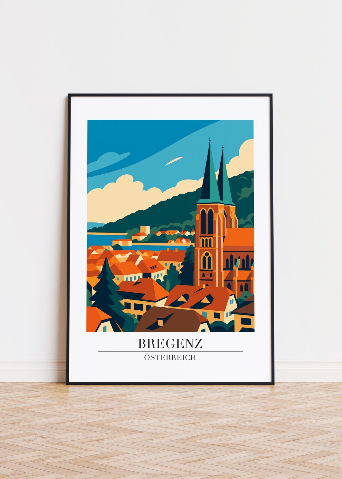 Bregenz Austria, Modern City Illustration