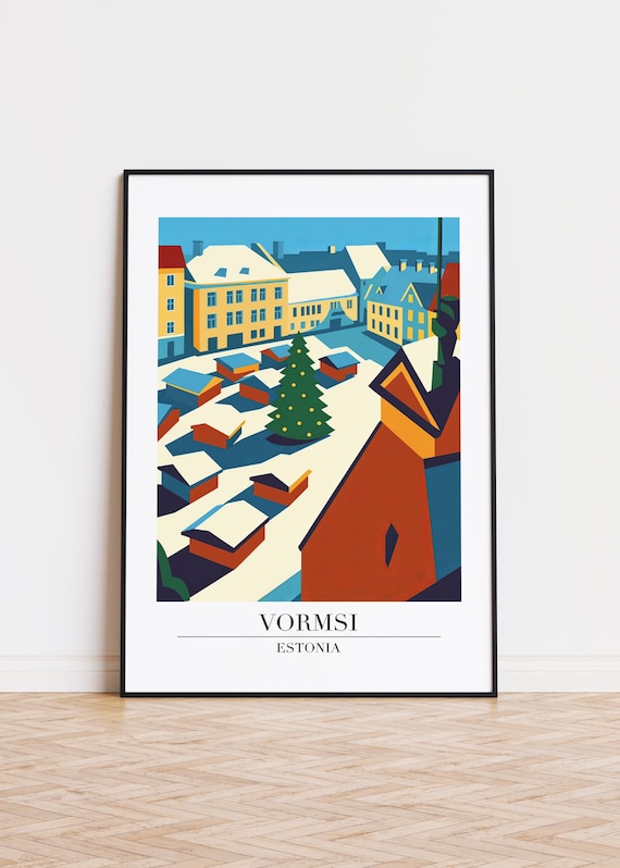 Vormsi Estonia Poster Modern Travel Illustration Art