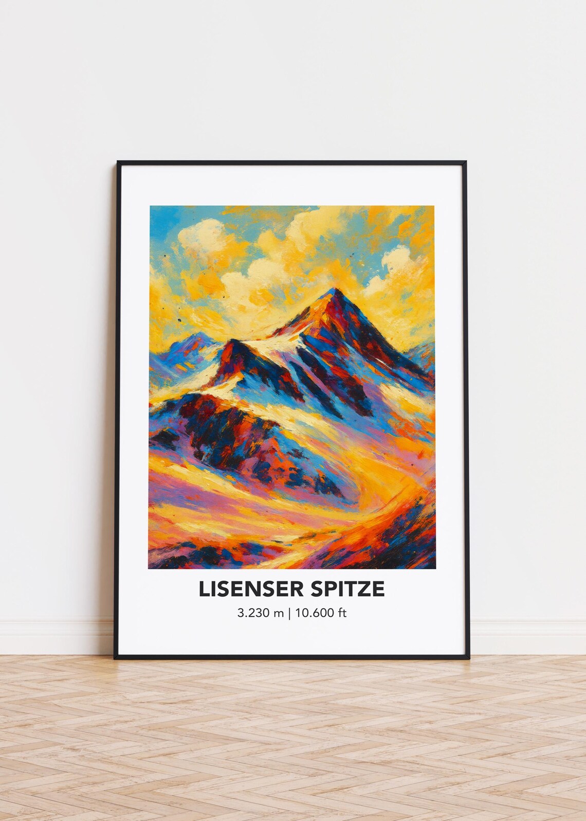 Lisenser Spitze 3230m Bold Modern Oil Painting Style Mountain Poster