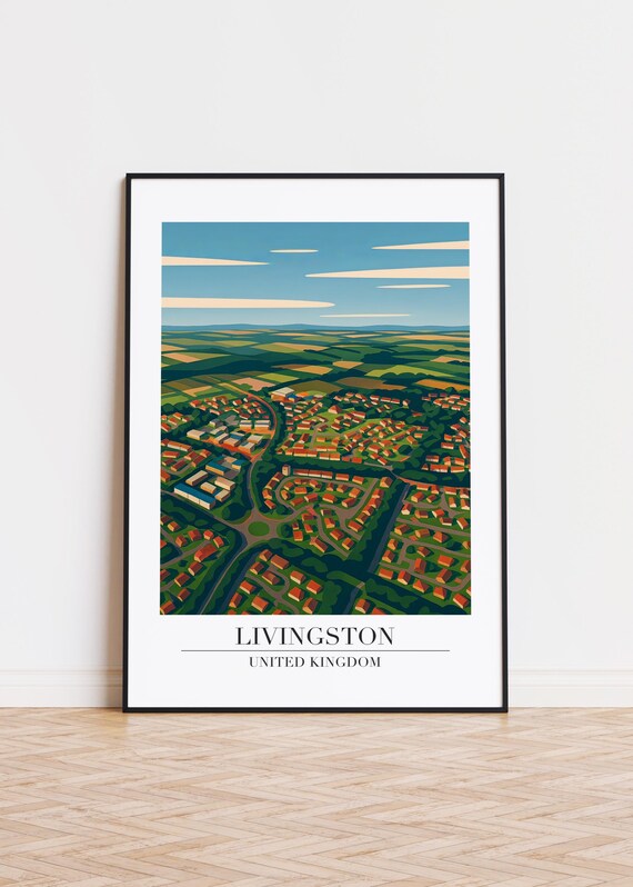 Livingston Scotland Poster Modern City Illustration Art