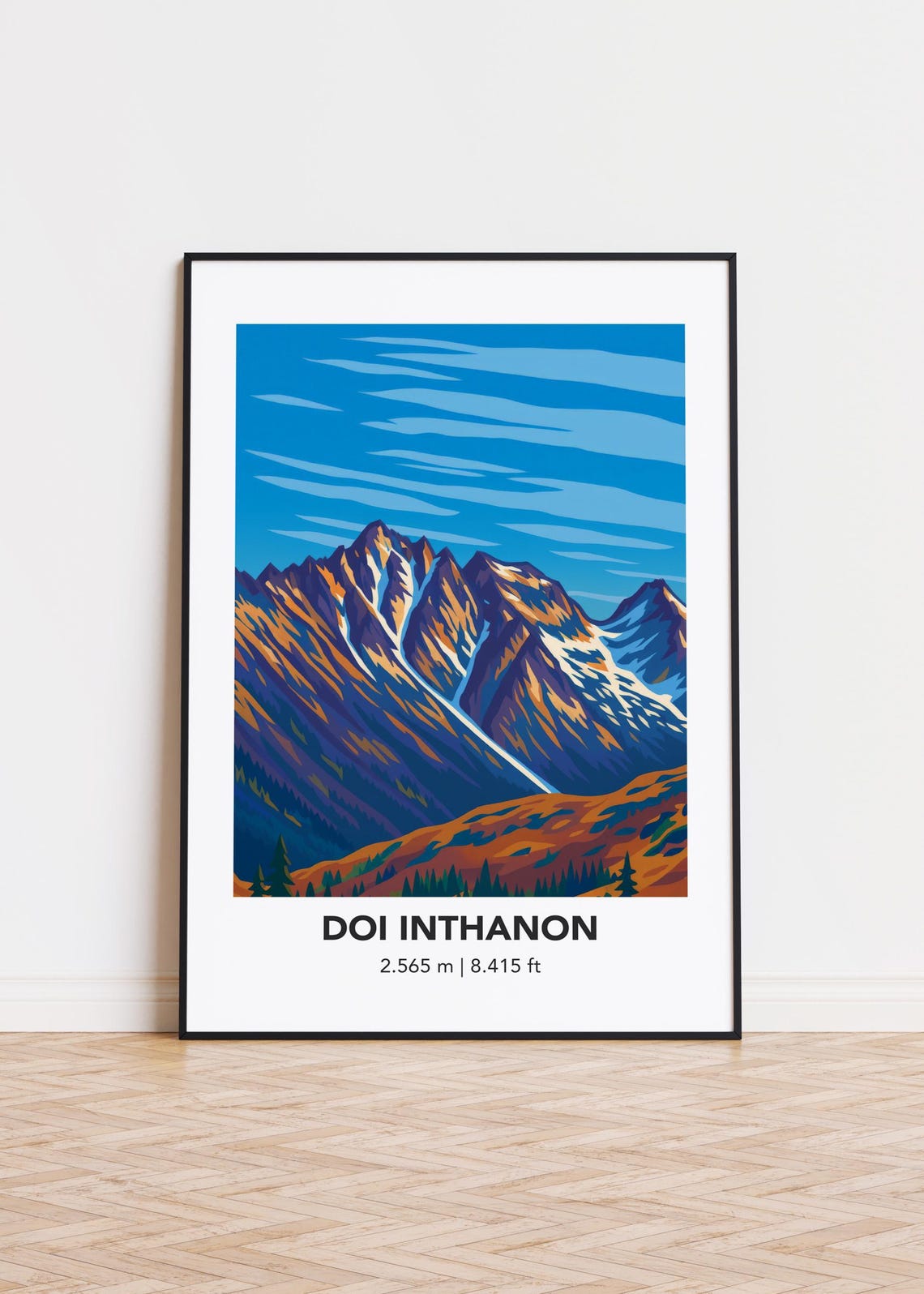 Doi Inthanon Mountain Print Modern Minimalist Art Poster